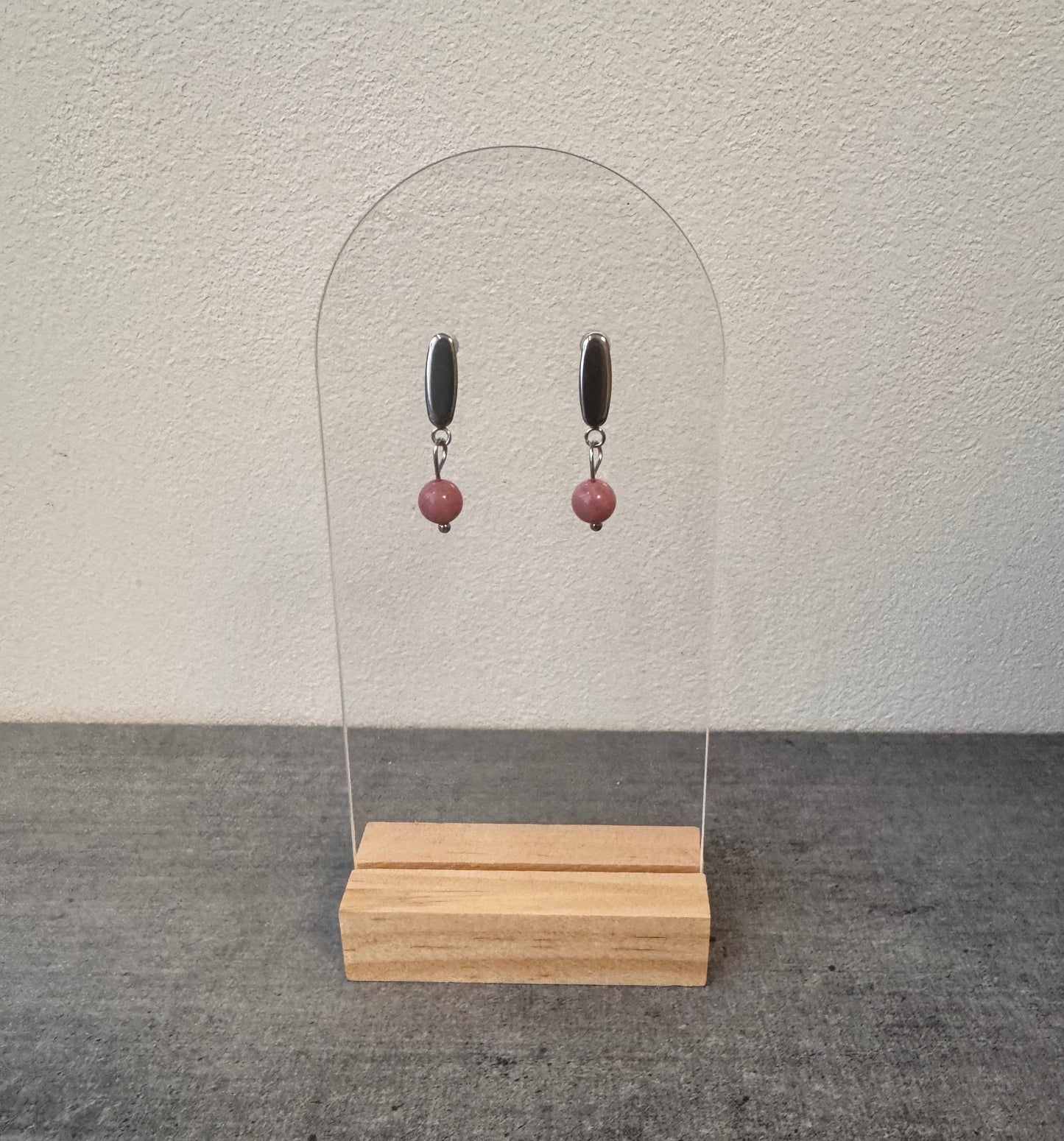 Boucle d’oreille en acier inoxydable et Rhodochrosite