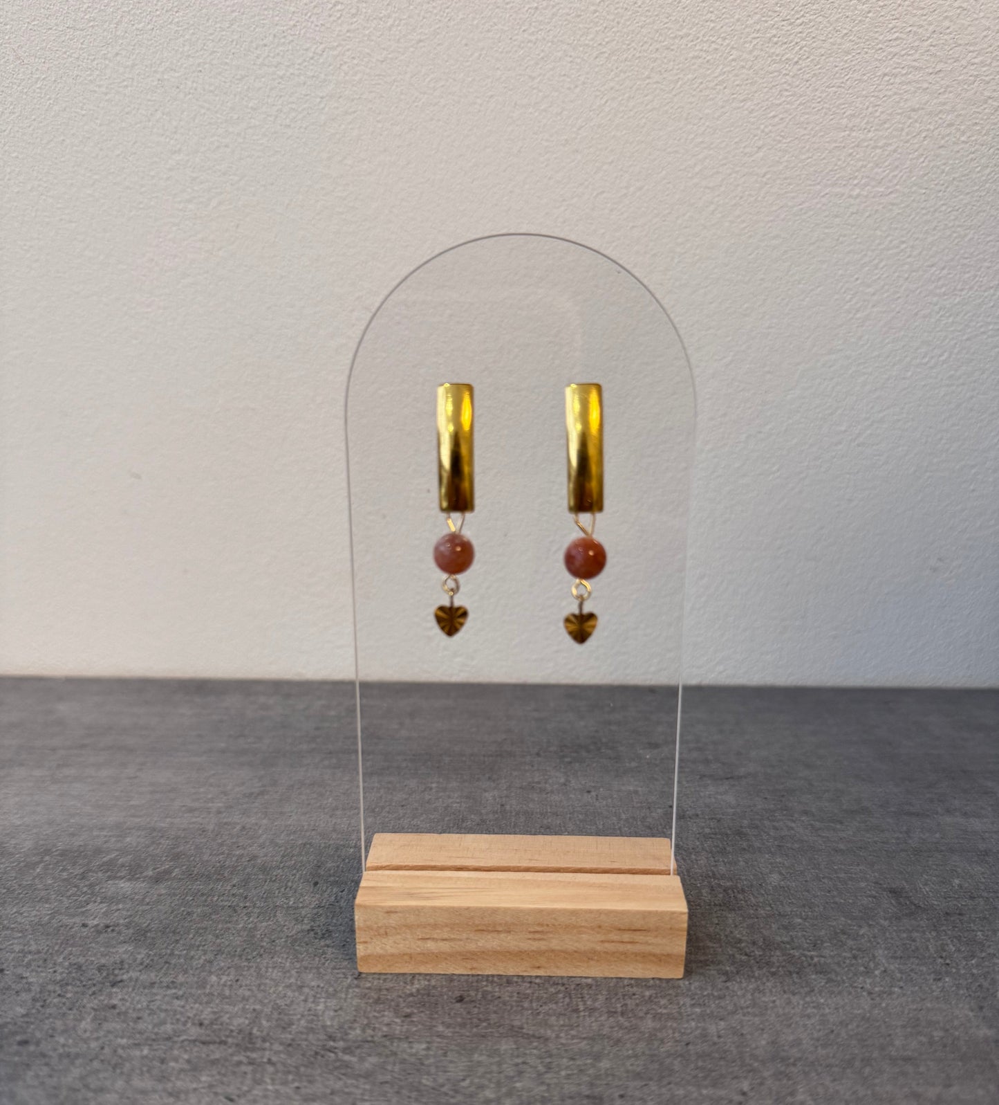 Boucle d’oreille en acier inoxydable et Rhodochrosite