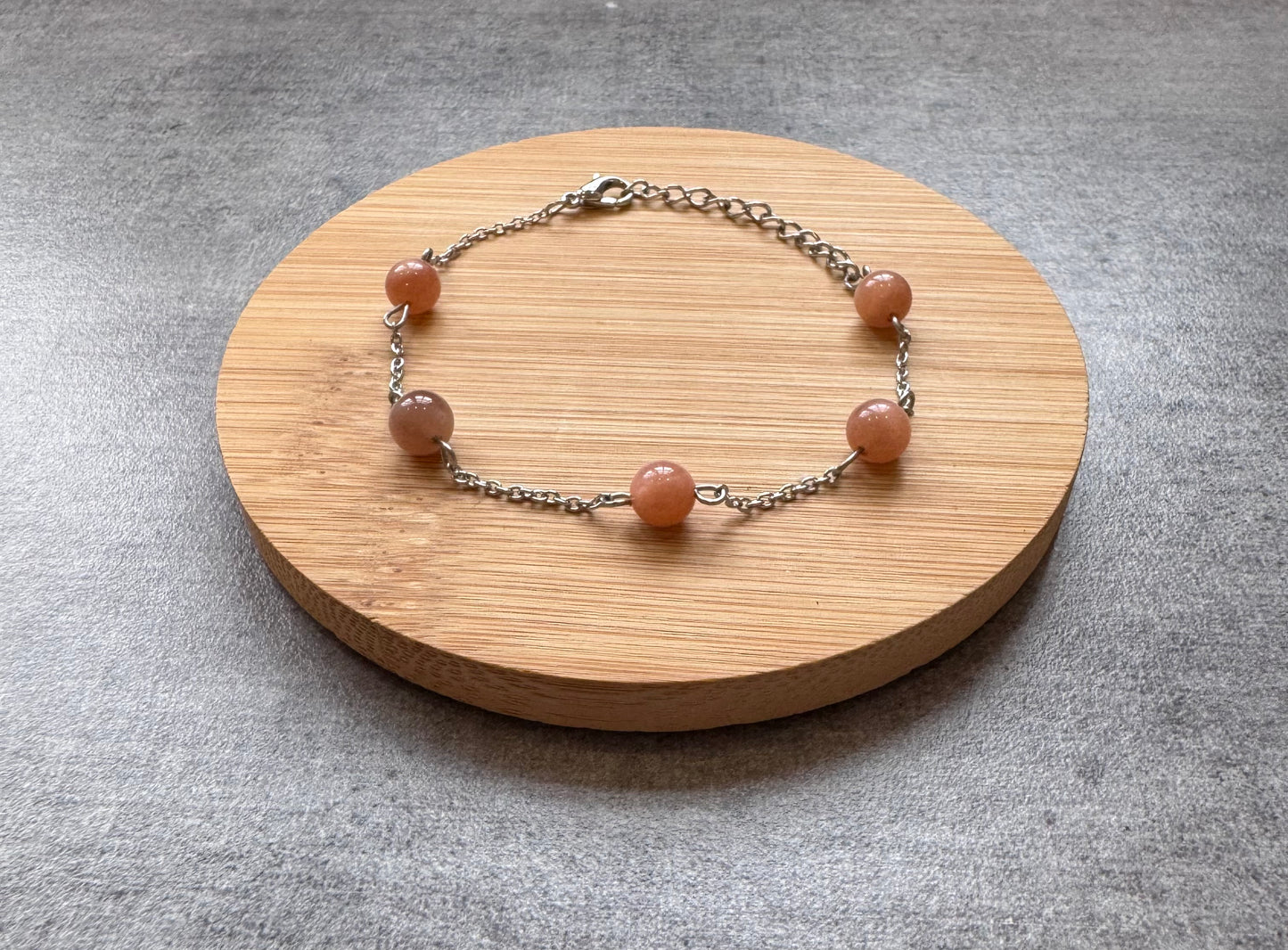 Bracelet ajustable en Pierre de lune et acier inoxydable ✨