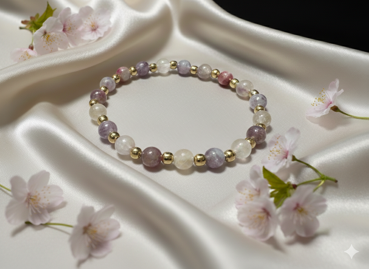 Bracelet Tourmaline rose sur eudialyte