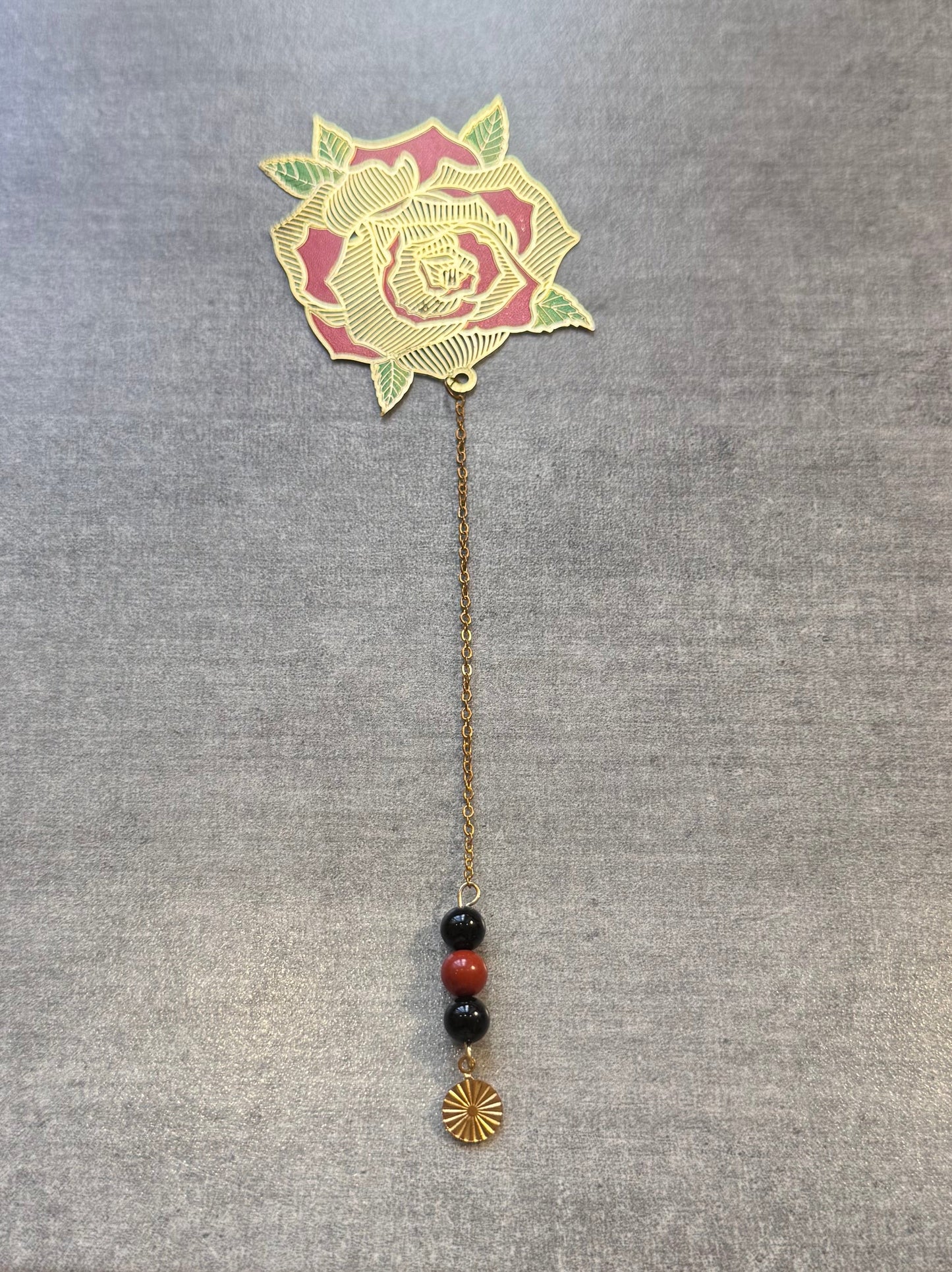 Marque page Doré avec pierres naturelles