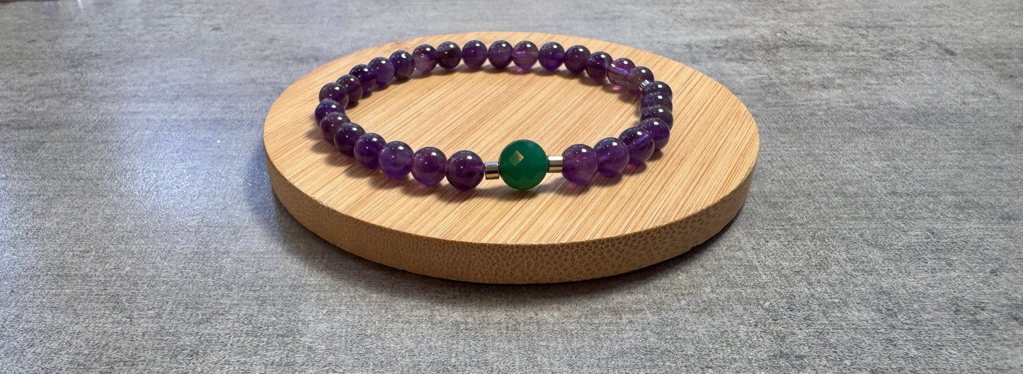 Bracelet en Améthyste , et agate indienne