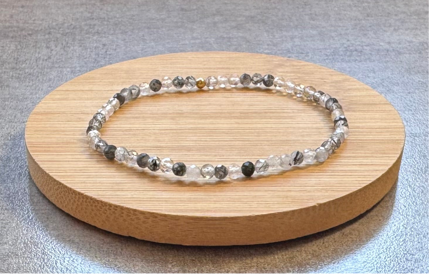 Bracelet en Quartz tourmaline facetté