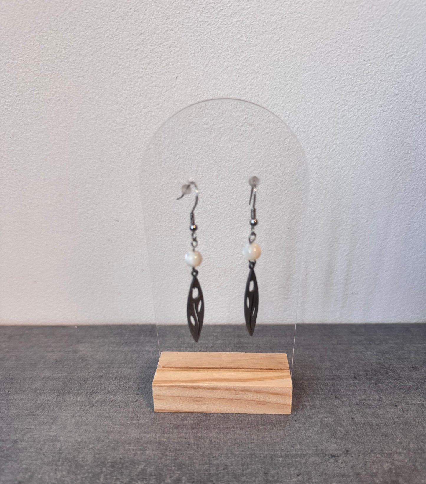 Boucle d’oreille en acier inoxydable et nacre