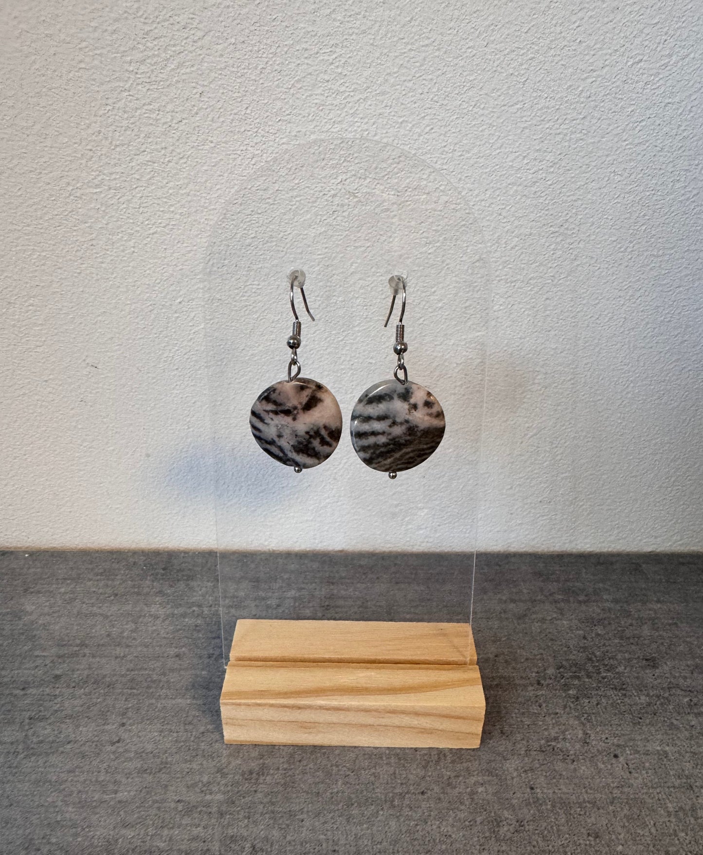 Boucle d’oreille en acier inoxydable et Quartz