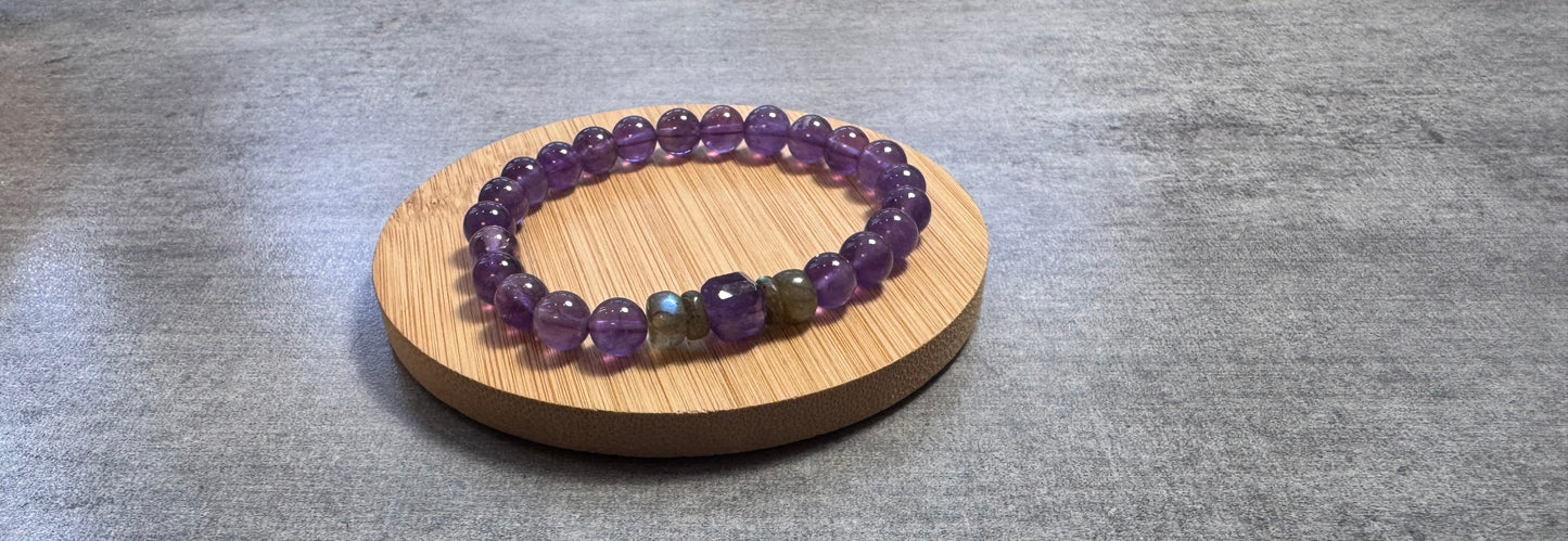 Bracelet en Améthyste , et labradorite