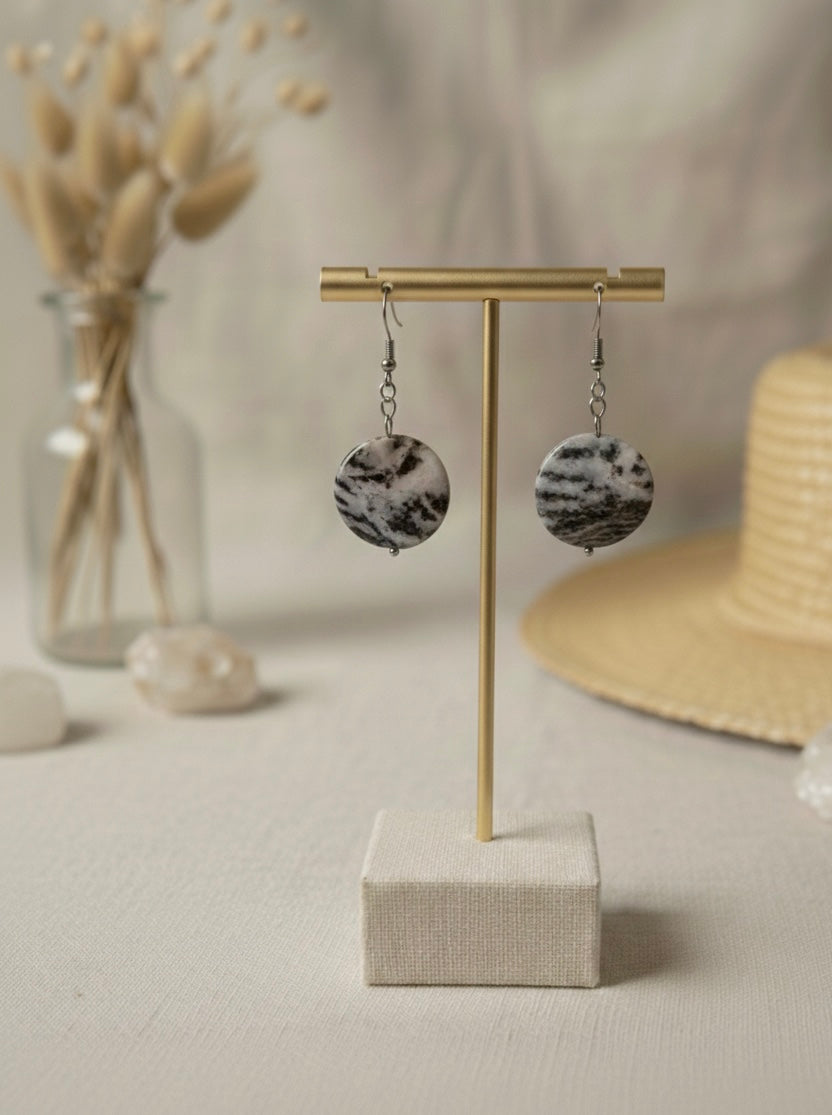 Boucle d’oreille en acier inoxydable et Quartz