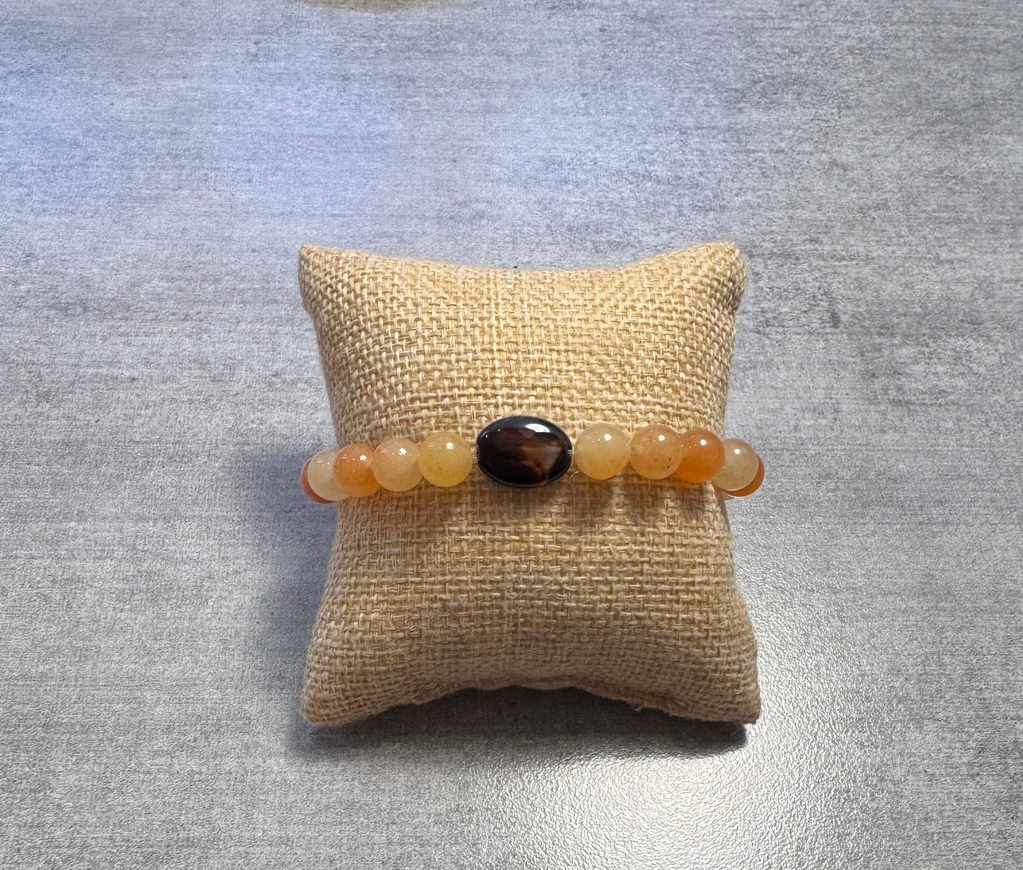 Bracelet en Aventurine orange et Cristal de roche  fumé