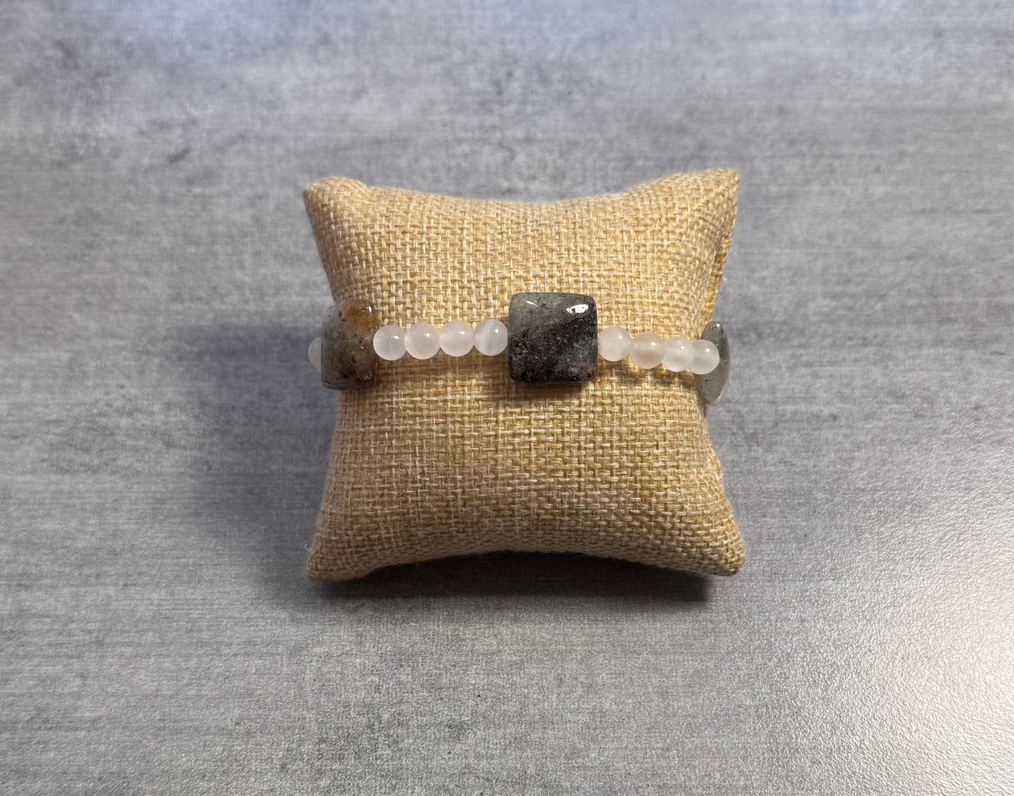 Bracelet en Agate blanche et agate grise