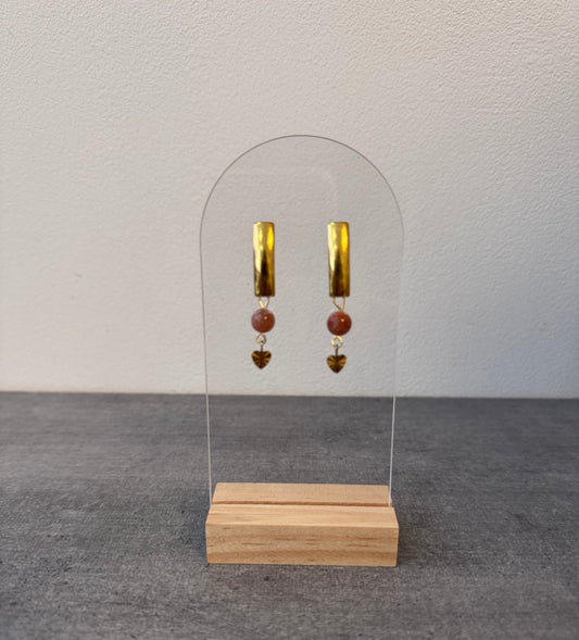 Boucle d’oreille en acier inoxydable et Rhodochrosite