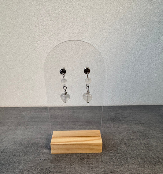 Boucle d’oreille en acier inoxydable et cristal de roche