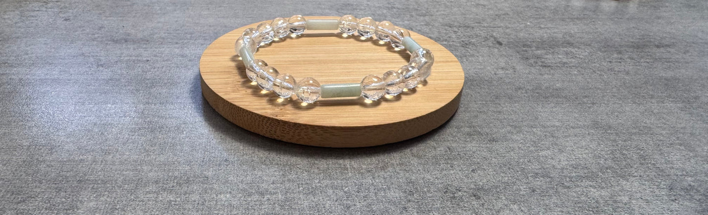 Bracelet en Cristal de Roche et Amazonite