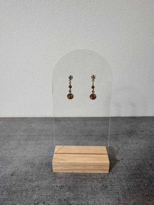 Boucle d’oreille en acier inoxydable et hématite dorée