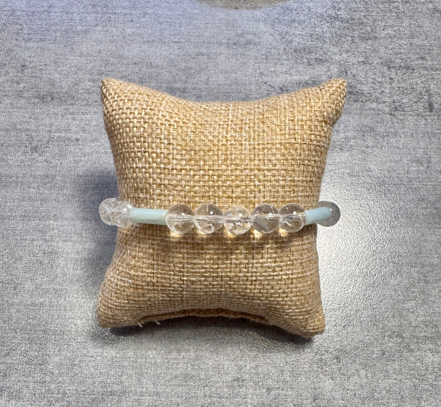 Bracelet en Cristal de Roche et Amazonite