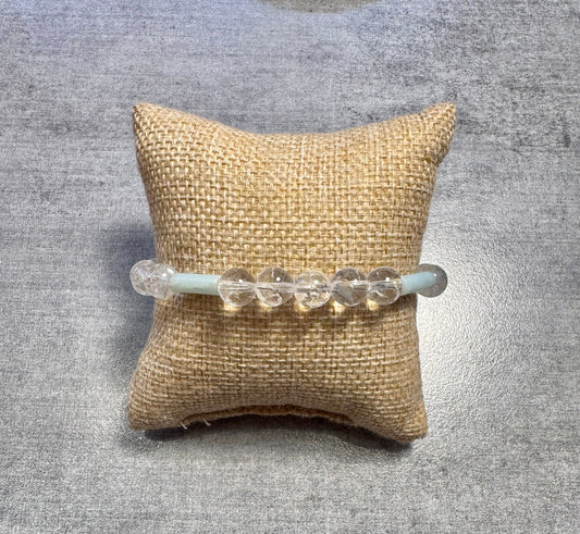 Bracelet en Cristal de Roche et Amazonite