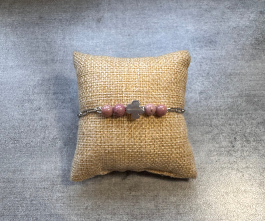 Bracelet ajustable en Rhodochrosite et agate,acier inoxydable ✨