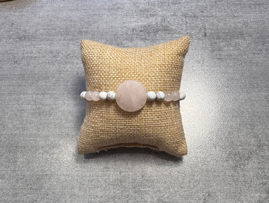 Bracelet en Quartz rose et howlite