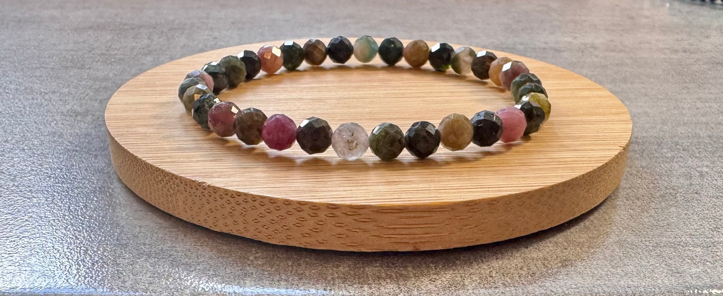Bracelet en Tourmaline multicolore  facetté