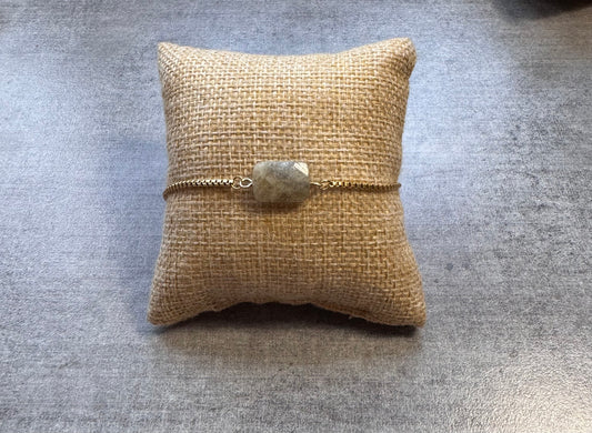 Bracelet ajustable en Labradorite et acier inoxydable ✨