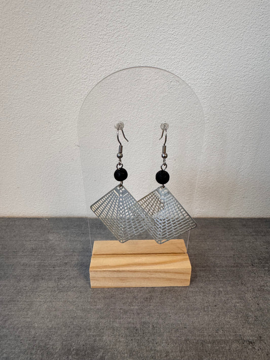 Boucle d’oreille en acier inoxydable et pierre de lave