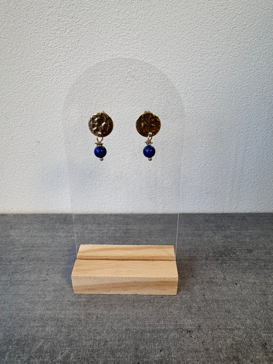 Boucle d’oreille en acier inoxydable et lapis lazuli