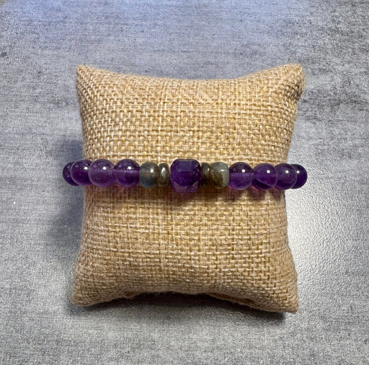 Bracelet en Améthyste , et labradorite