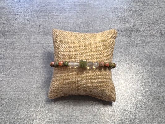 Bracelet en unakite et cristal de roche