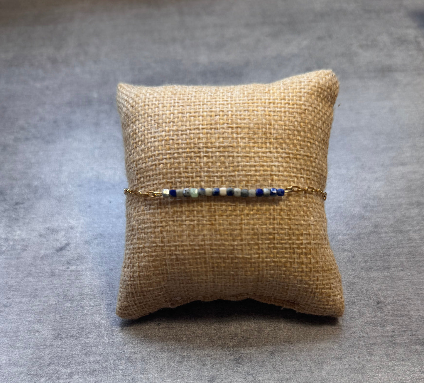 Bracelet ajustable en Lapis lazuli et acier inoxydable ✨
