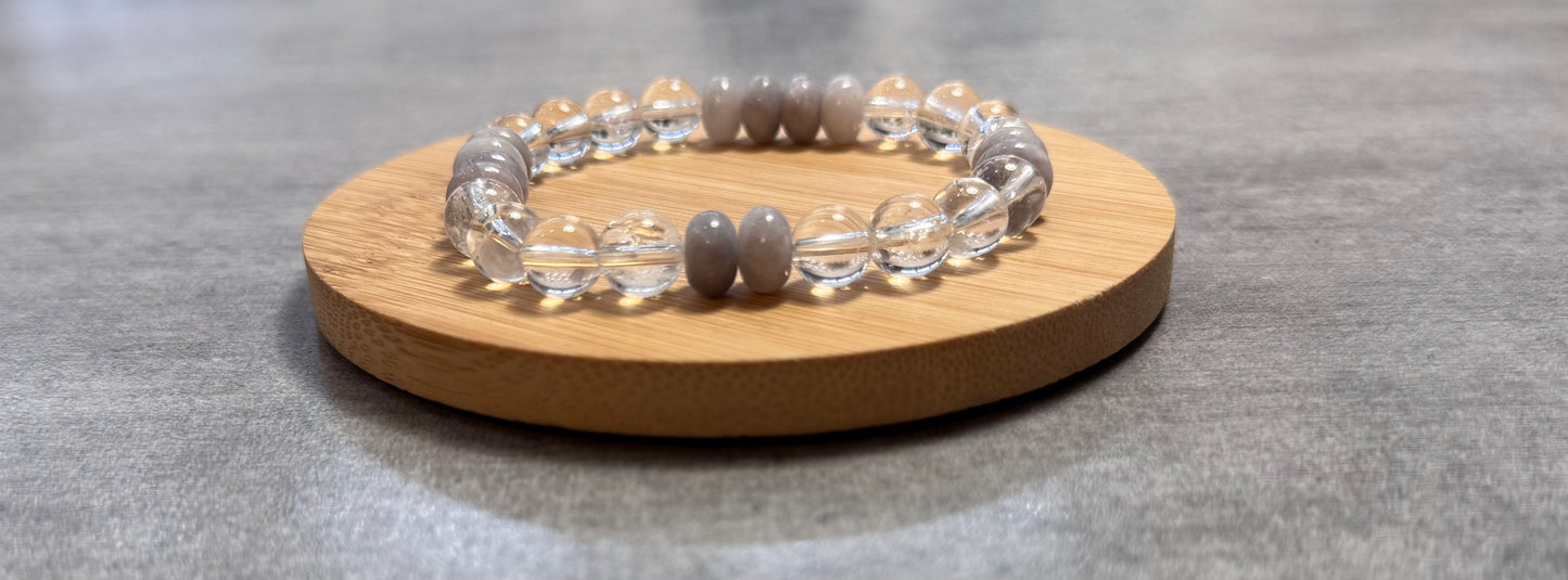 Bracelet en Cristal de Roche et Angelite