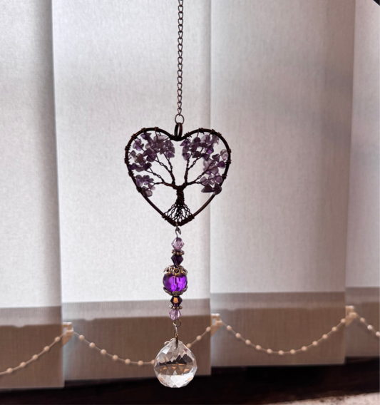 Attrape rêve arbre de vie en Amethyste