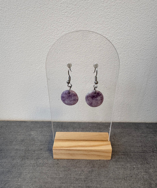 Boucle d’oreille en acier inoxydable et Lépidolite