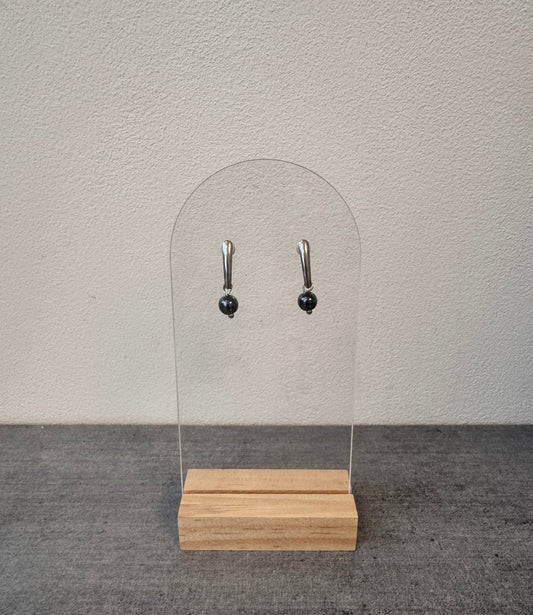 Boucle d’oreille en acier inoxydable et hématite