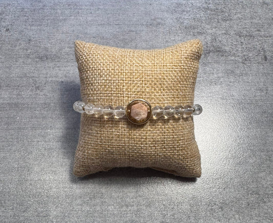 Bracelet en Cristal de Roche et Pierre de Lune