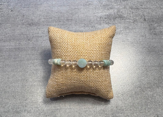 Bracelet en Cristal de Roche et Amazonite