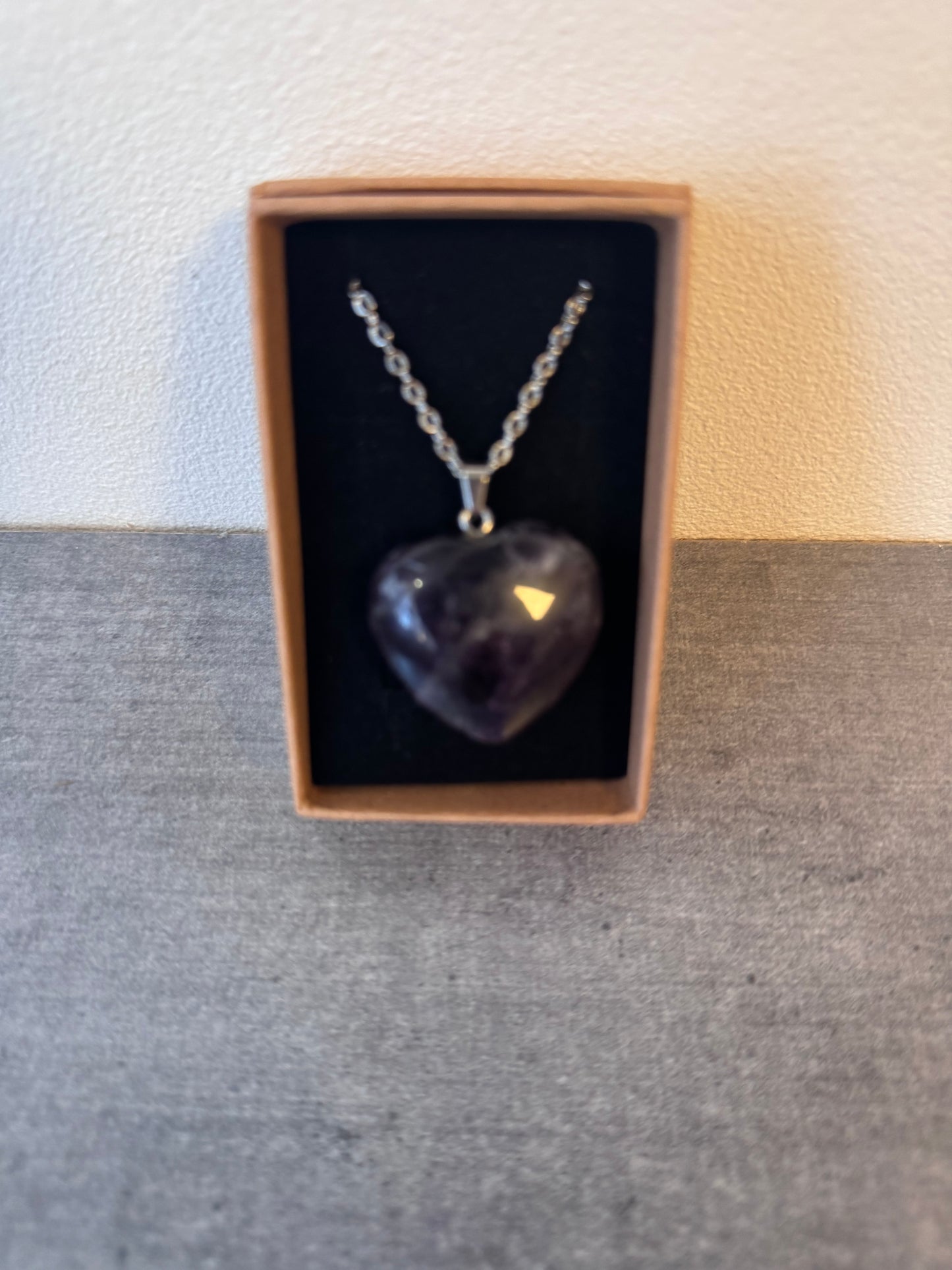 Collier Coeur en Amethyste chevron