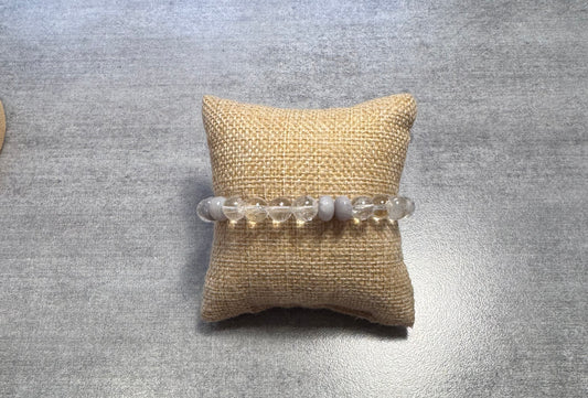 Bracelet en Cristal de Roche et Angelite