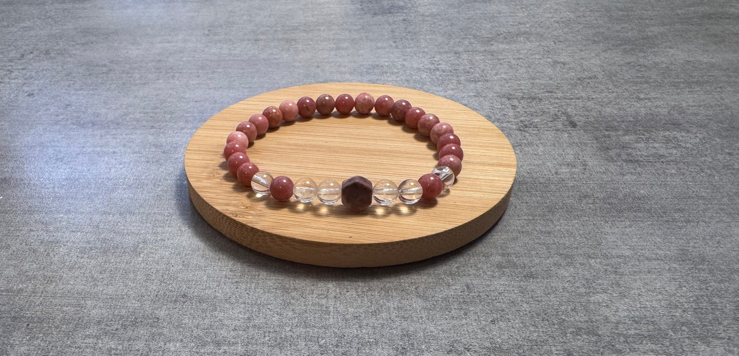 Bracelet en Cristal de Roche et thulite