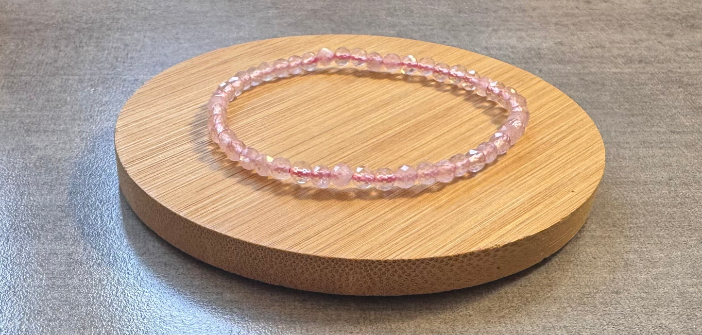 Bracelet en Quartz rose facetté