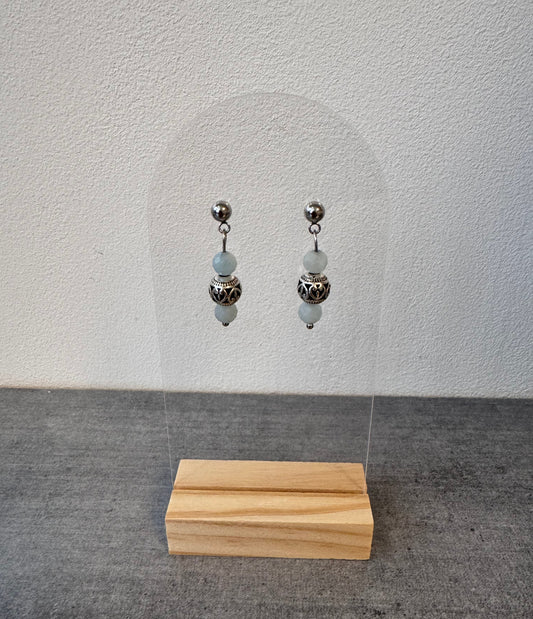 Boucle d’oreille en acier inoxydable et aiguë Marine