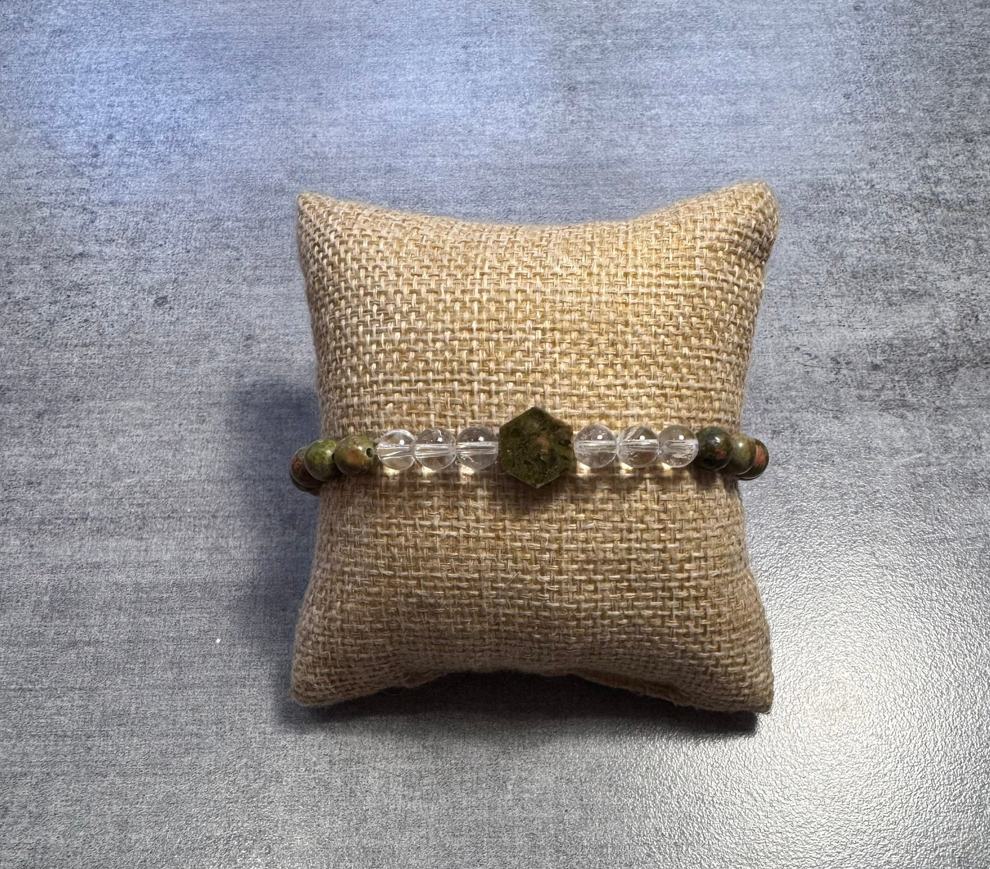 Bracelet en unakite et cristal de roche