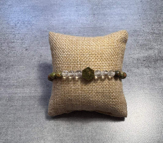 Bracelet en unakite et cristal de roche