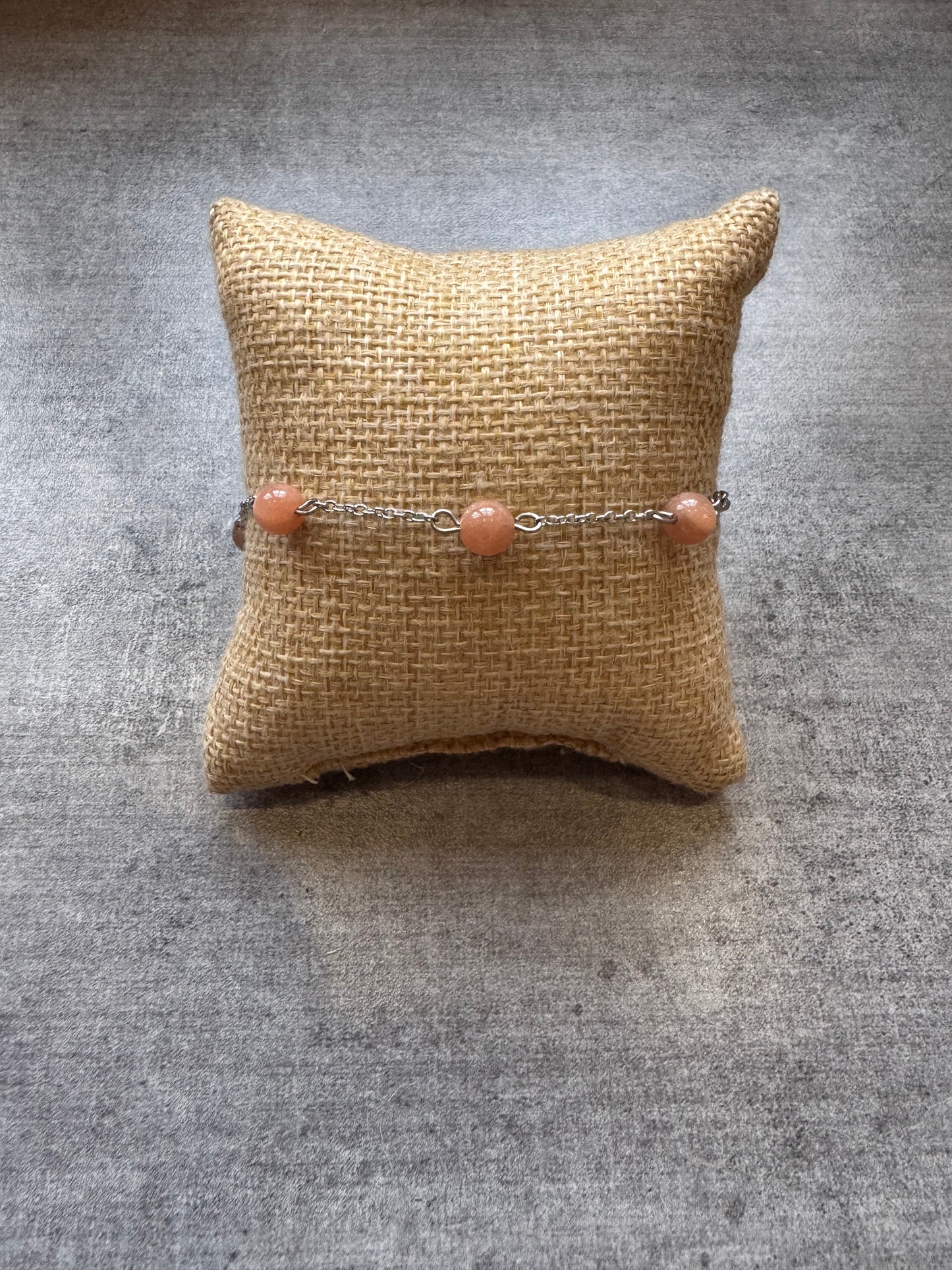 Bracelet ajustable en Pierre de lune  et acier inoxydable ✨