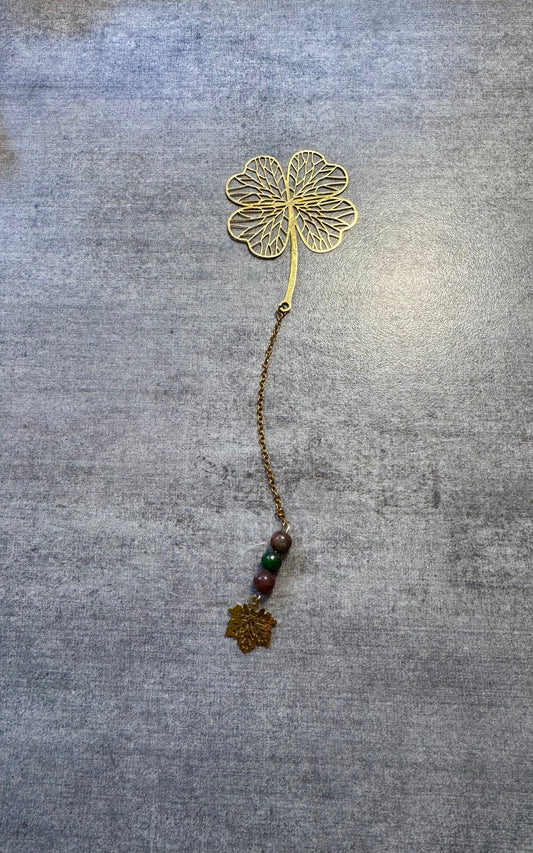 Marque page Doré avec pierres naturelles