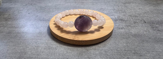 Bracelet en Quartz rose et améthyste