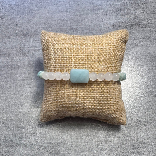 Bracelet en Cristal de Roche et Amazonite