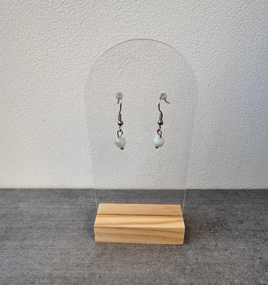 Boucle d’oreille en acier inoxydable et obsidienne bleu