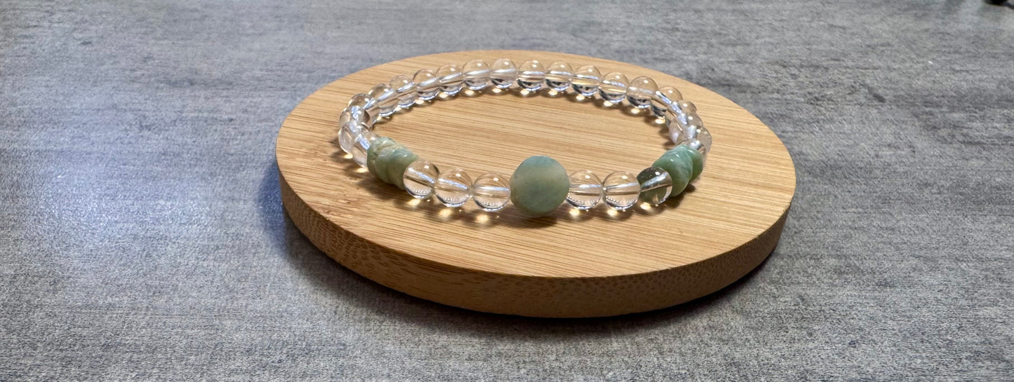 Bracelet en Cristal de Roche et Amazonite