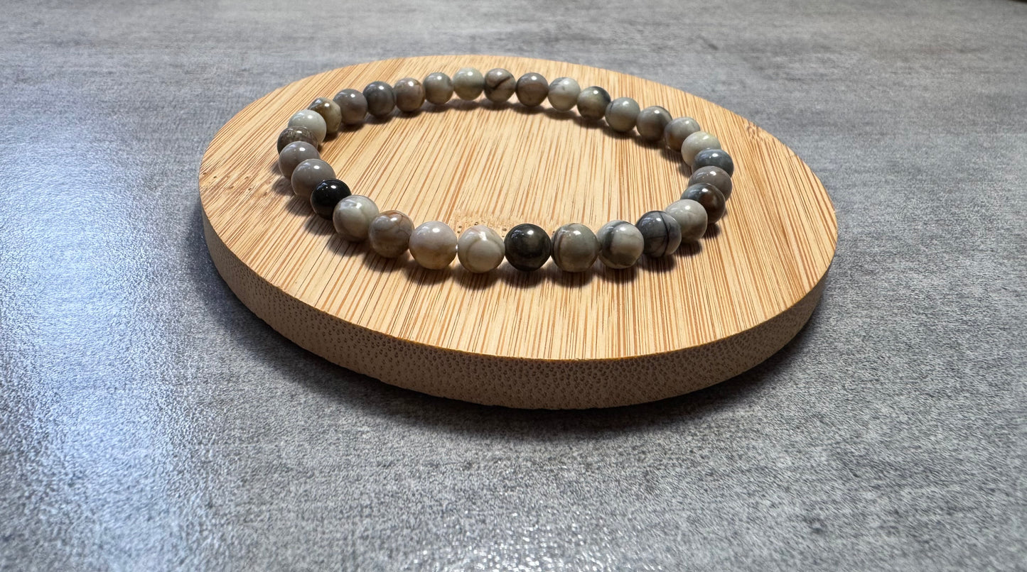 Bracelet en jaspe feuille d’argent