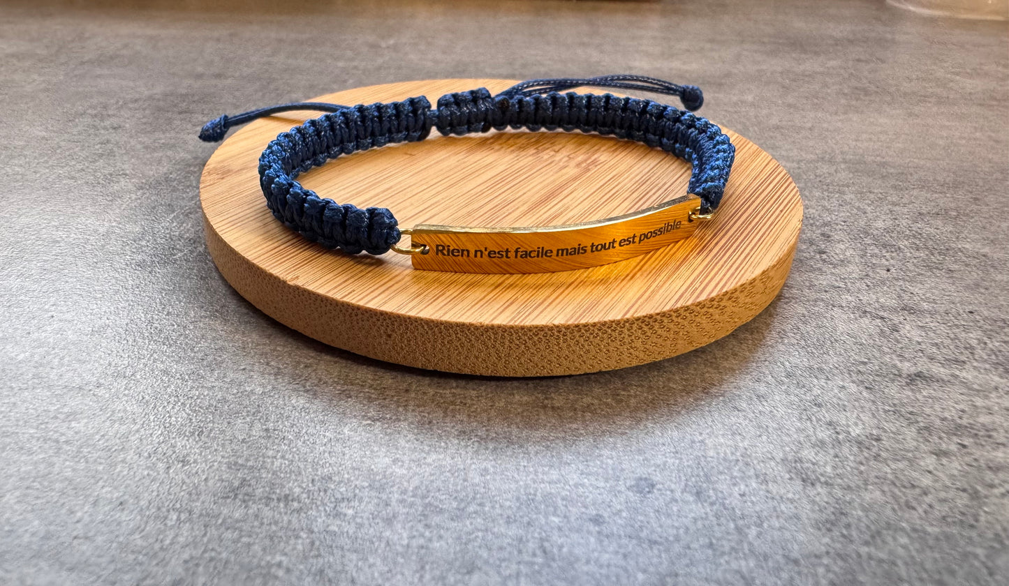 Bracelet ajustable – “Rien n’est facile mais tout est possible” ✨
