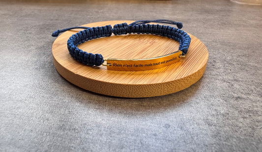 Bracelet ajustable – “Rien n’est facile mais tout est possible” ✨